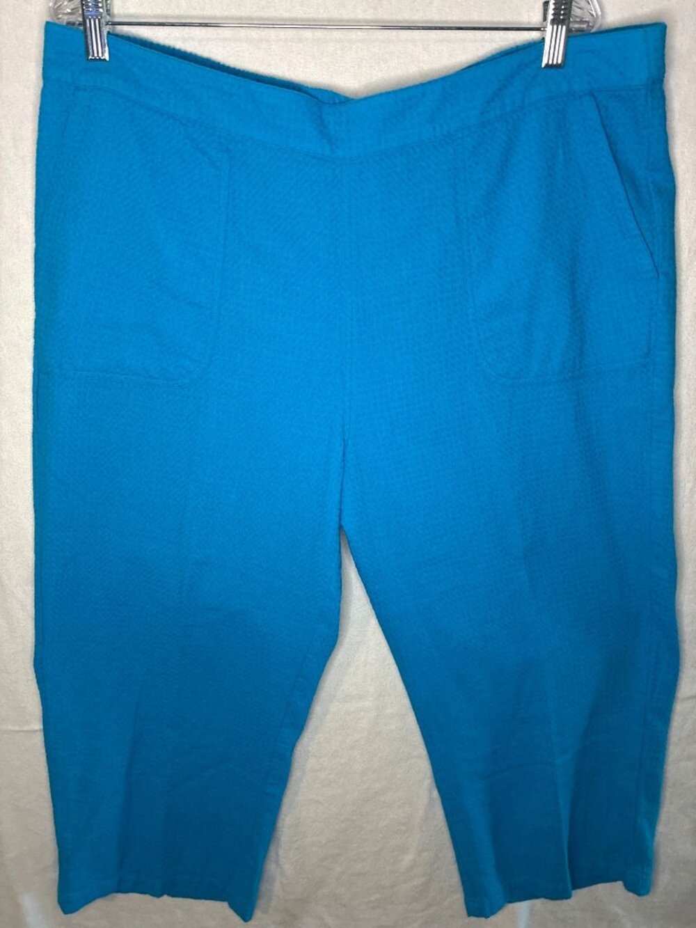 TeezHer XL Cornflower Blue Textured Cotton 2-Piece Tunic Capri Set NWT - Picture 2 of 15